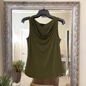 Stretchy, olive green, cowl neck top. No tags attached, but never worn. :)